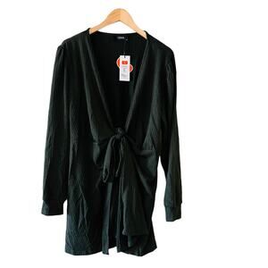 Cider Textured Long Sleeve Wrap Dress Size XL NWT Brown